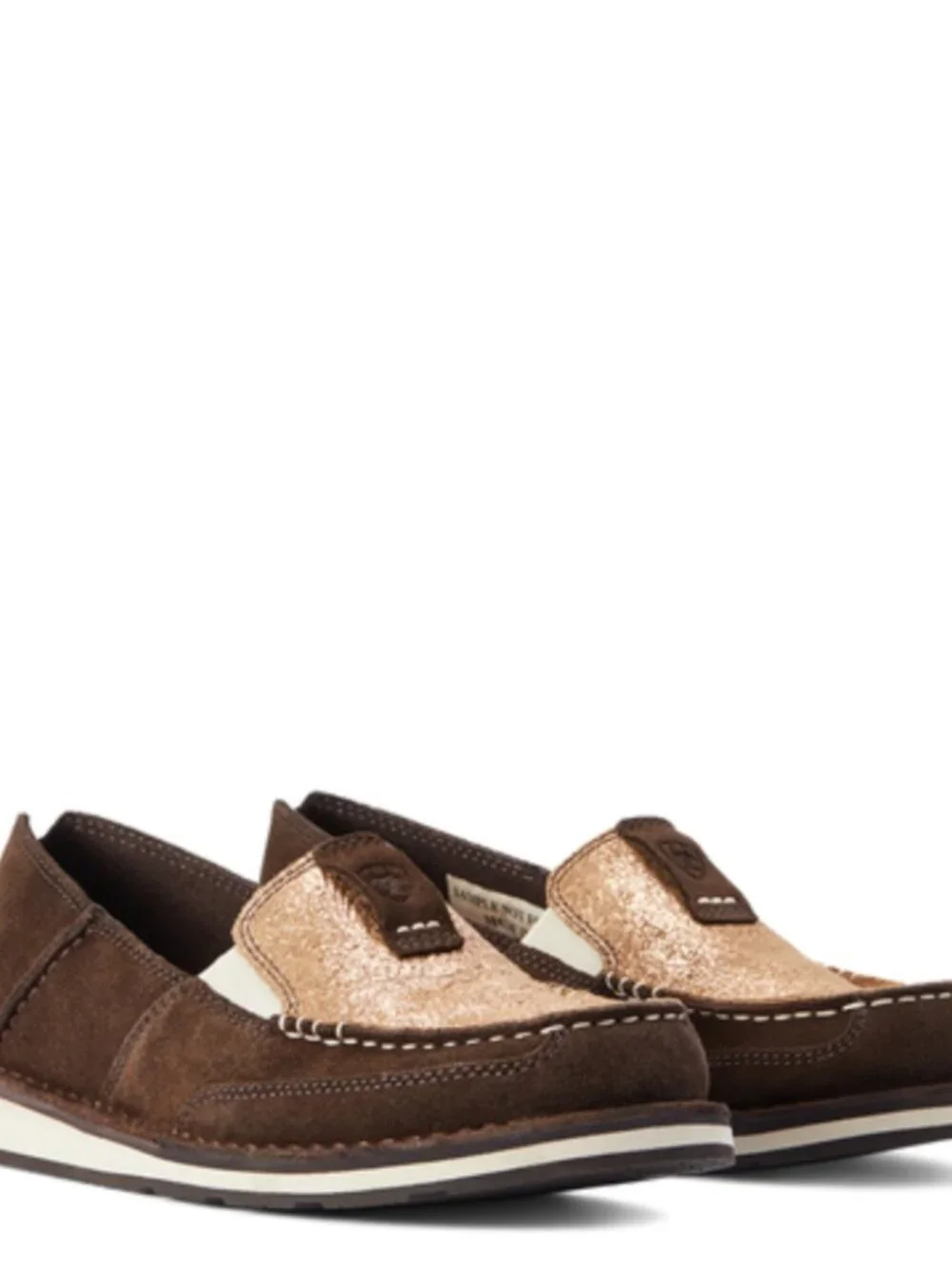 Ariat Cruiser Azteca Suede Brown Leather Loafers Womens 10B Metallic Embossed To